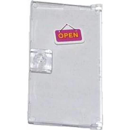 Door 1 x 4 x 6 with Stud Handle with Yellow 'OPEN' on Magenta Sign Pattern (Sticker) - Set 41035