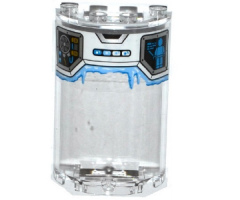 Cylinder Half 2 x 4 x 5 with 1 x 2 Cutout with Fan, Minifigure on Screen and Frost Pattern (Sticker) - Set 70588