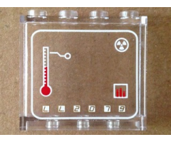Panel 1 x 4 x 3 with Side Supports - Hollow Studs with Thermometer, Radioactivity Symbol and 'LL2079' in White Squares Pattern (Sticker) - Set 70816