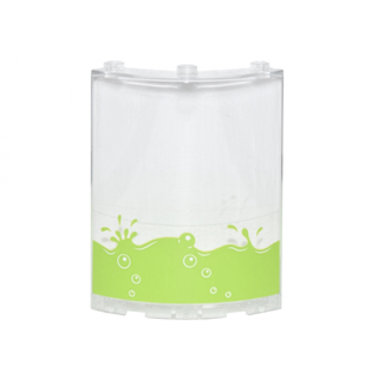 Cylinder Quarter 4 x 4 x 6 with Lime Liquid with Splashes and Bubbles Pattern (Sticker) - Set 76035