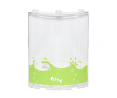 Cylinder Quarter 4 x 4 x 6 with Lime Liquid with Splashes and Bubbles and Fish Skeleton Facing Left Pattern (Sticker) - Set 76035