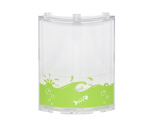 Cylinder Quarter 4 x 4 x 6 with Lime Liquid with Splashes and Bubbles and Fish Skeleton Facing Right Pattern (Sticker) - Set 76035