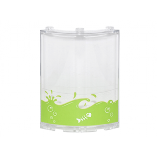 Cylinder Quarter 4 x 4 x 6 with Lime Liquid with Splashes and Bubbles and Fish Skeleton Facing Right Pattern (Sticker) - Set 76035