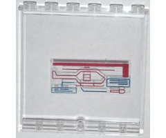 Panel 1 x 6 x 5 with Red Helicopter and Missile on Screen Pattern (Sticker) - Set 76007