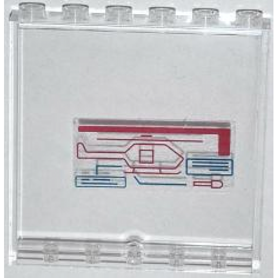 Panel 1 x 6 x 5 with Red Helicopter and Missile on Screen Pattern (Sticker) - Set 76007