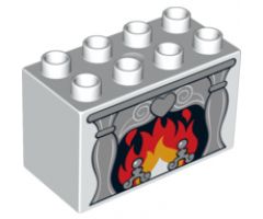 Duplo, Brick 2 x 4 x 2 with Fireplace with Heart Pattern