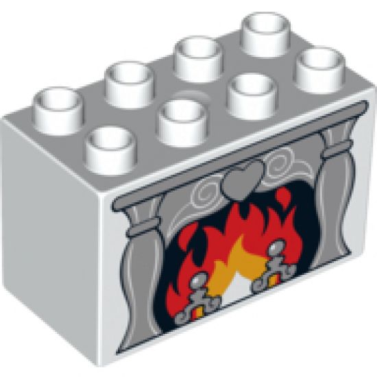 Duplo, Brick 2 x 4 x 2 with Fireplace with Heart Pattern