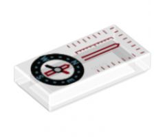 Tile 1 x 2 with Compass and Red Scale Pattern