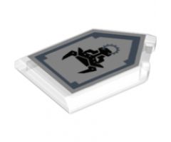 Tile, Modified 2 x 3 Pentagonal with Nexo Power Shield Pattern - Metal Minotaur