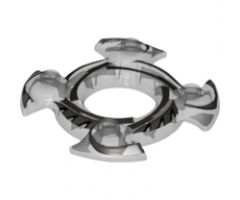 Ring 4 x 4 with 2 x 2 Hole and 4 Swirl Ends with Black and Silver Pattern (Ninjago Spinner Crown)