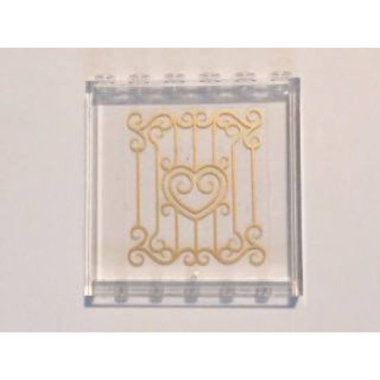 Panel 1 x 6 x 5 with Gold Swirls and Heart Pattern on Inside (Sticker) - Set 41101