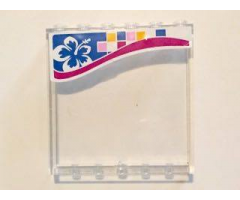 Panel 1 x 6 x 5 with White and Blue Flower and Multi-Colored Squares on Outside Pattern (Stickers) - Set 41058
