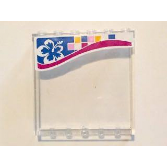 Panel 1 x 6 x 5 with White and Blue Flower and Multi-Colored Squares on Outside Pattern (Stickers) - Set 41058