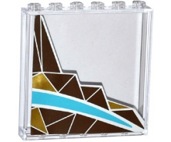 Panel 1 x 6 x 5 with Silver and Gold Triangle Mosaic and White and Medium Azure Curved Stripes Pattern Right Side (Sticker) - Set 41106