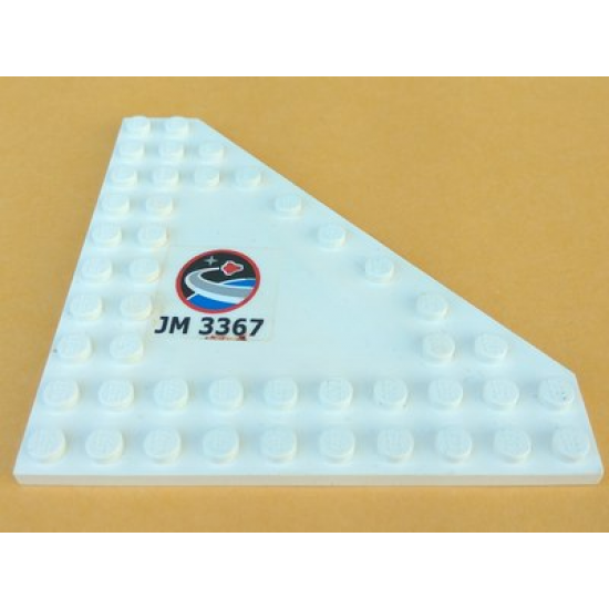 Wedge, Plate 10 x 10 Cut Corner with no Studs in Center with Space Center Logo and 'JM 3367' Pattern Model Right Side (Sticker) - Set 3367