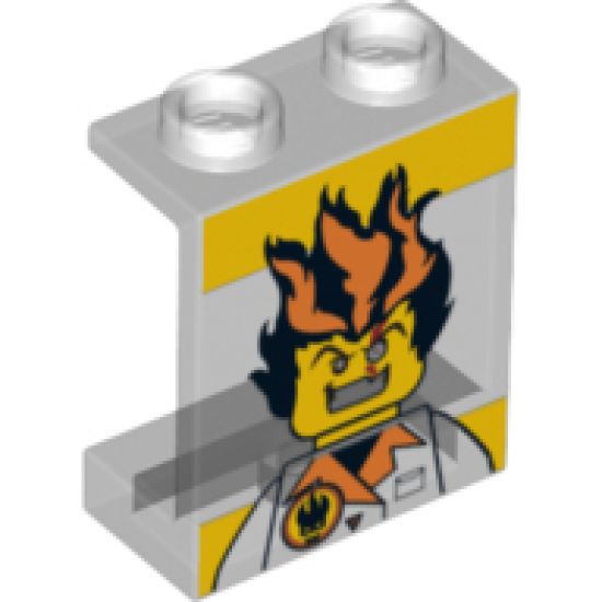 Panel 1 x 2 x 2 - Hollow Studs with Agents Dr. Inferno Pattern
