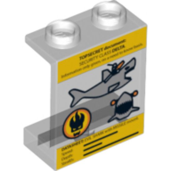 Panel 1 x 2 x 2 - Hollow Studs with Sharks with Missiles Datasheet and Agents Villain Logo Pattern