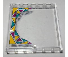 Panel 1 x 6 x 5 with Dark Turquoise, Magenta, and Bright Light Orange Triangles Pattern Model Right Side (Sticker) - Set 41344