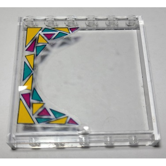 Panel 1 x 6 x 5 with Dark Turquoise, Magenta, and Bright Light Orange Triangles Pattern Model Right Side (Sticker) - Set 41344