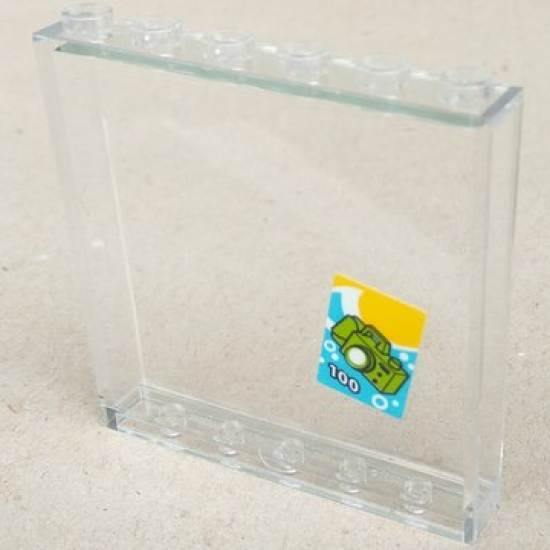 Panel 1 x 6 x 5 with '100' and Lime Waterproof Camera on Sign Pattern (Sticker) - Set 41315