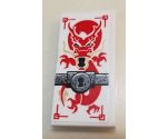 Tile 2 x 4 with Red Dragon and Key Hole Pattern (Sticker) - Set 70591