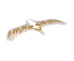 Plastic Wings with Brown, Reddish Brown, and Pearl Gold Feathers on White Background Pattern