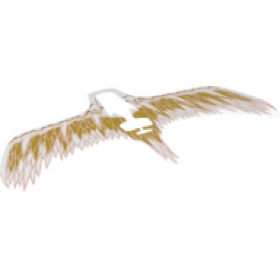 Plastic Wings with Brown, Reddish Brown, and Pearl Gold Feathers on White Background Pattern