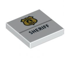 Tile 2 x 2 with Gold Police Badge and Black 'SHERIFF' Pattern