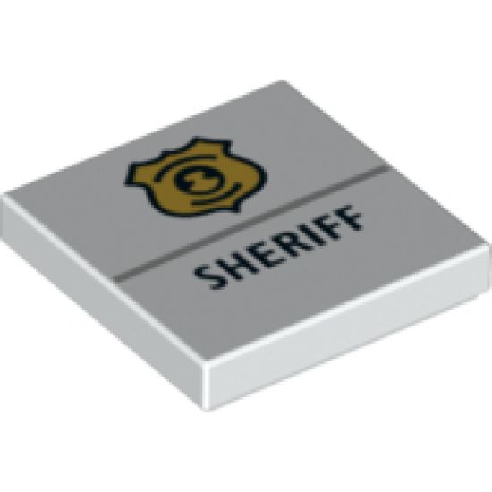 Tile 2 x 2 with Gold Police Badge and Black 'SHERIFF' Pattern