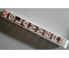 Technic, Liftarm 1 x 9 Thick with 'SLAMMER' on Orange and White Checkered Background Pattern (Sticker) - Set 8135