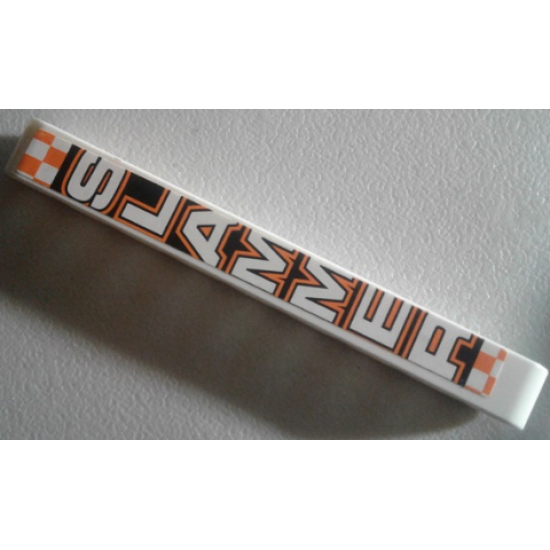 Technic, Liftarm 1 x 9 Thick with 'SLAMMER' on Orange and White Checkered Background Pattern (Sticker) - Set 8135