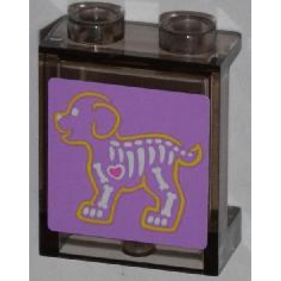 Panel 1 x 2 x 2 with Side Supports - Hollow Studs with X-Ray Dog Skeleton on Purple Background Pattern (Sticker) - Set 3188