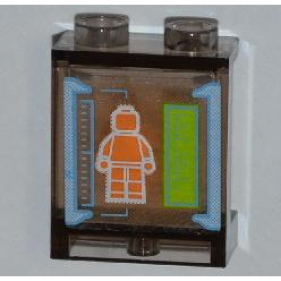 Panel 1 x 2 x 2 with Side Supports - Hollow Studs with Orange Minifigure on Screen Pattern (Sticker) - Set 6873