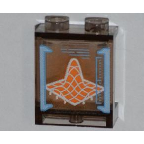 Panel 1 x 2 x 2 with Side Supports - Hollow Studs with Orange 3D Graph on Screen Pattern (Sticker) - Set 6873