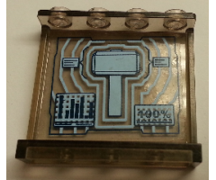 Panel 1 x 4 x 3 with Side Supports - Hollow Studs with Screen with Hammer (Mjolnir), '100%' and Bar Graph Pattern on Inside (Sticker) - Set 76018