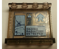 Panel 1 x 4 x 3 with Side Supports - Hollow Studs with Screen with 'WARNING! GAMMA RADIATION DETECTED' and Hulk Pattern on Inside (Sticker) - Set 76018