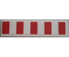 Tile 1 x 4 with 5 Red Stripes Pattern (Sticker) - Set 9493