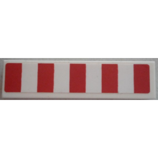 Tile 1 x 4 with 5 Red Stripes Pattern (Sticker) - Set 9493