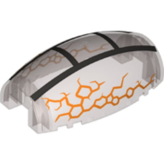 Windscreen 10 x 6 x 3 Bubble Canopy Double Tapered with Square Front Cutout with Ninjago Silver Frame with Orange Cracks Pattern