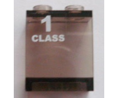 Panel 1 x 2 x 2 - Hollow Studs with White '1 CLASS' Left Pattern (Sticker) - Set 7897