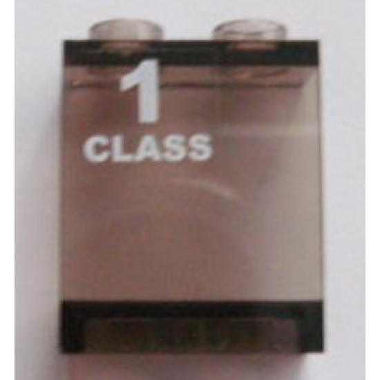 Panel 1 x 2 x 2 - Hollow Studs with White '1 CLASS' Left Pattern (Sticker) - Set 7897