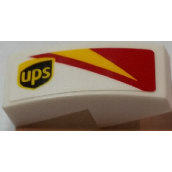 Slope, Curved 2 x 1 with ups Logo and Red and Yellow Pattern Model Right Side (Sticker) - Set 75908