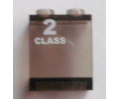 Panel 1 x 2 x 2 - Hollow Studs with White '2 CLASS' Left Pattern (Sticker) - Set 7897