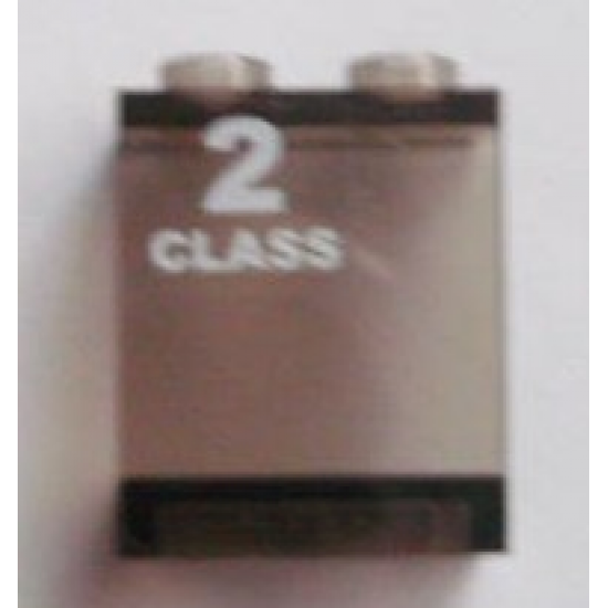 Panel 1 x 2 x 2 - Hollow Studs with White '2 CLASS' Left Pattern (Sticker) - Set 7897