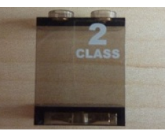 Panel 1 x 2 x 2 - Hollow Studs with White '2 CLASS' Right Pattern (Sticker) - Set 7897