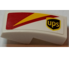 Slope, Curved 2 x 1 with ups Logo and Red and Yellow Pattern Model Left Side (Sticker) - Set 75908