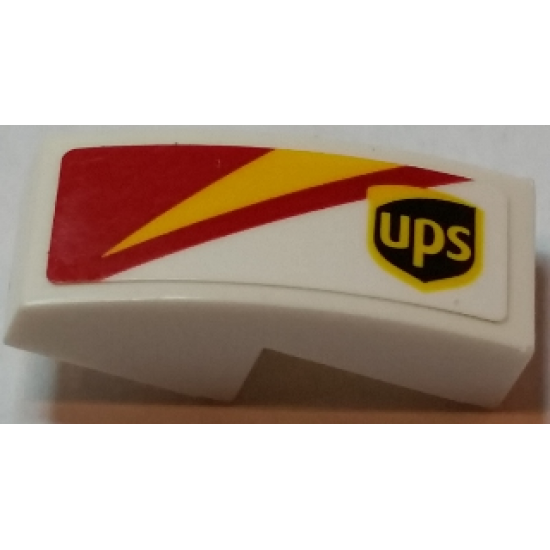 Slope, Curved 2 x 1 with ups Logo and Red and Yellow Pattern Model Left Side (Sticker) - Set 75908