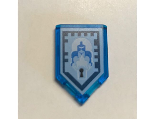 Tile, Modified 2 x 3 Pentagonal with Nexo Power Shield Pattern - Shrink Surprise