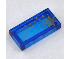 Tile 1 x 2 with Gold Stars Pattern