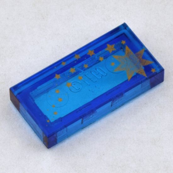 Tile 1 x 2 with Gold Stars Pattern